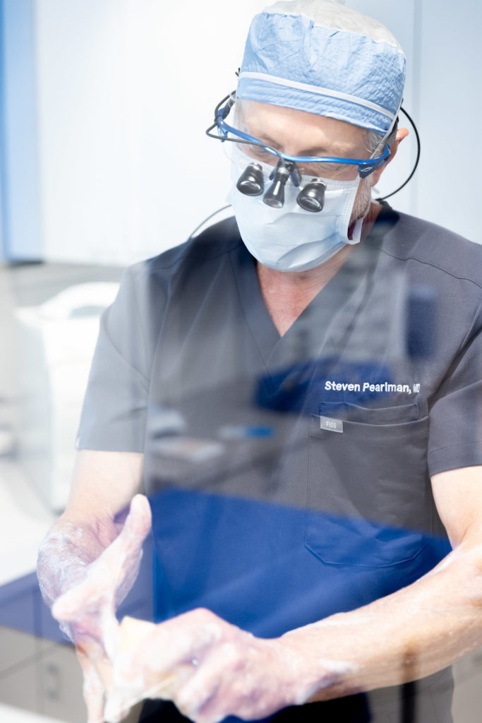 Dr. Pearlman Surgical pre procedure washing hands