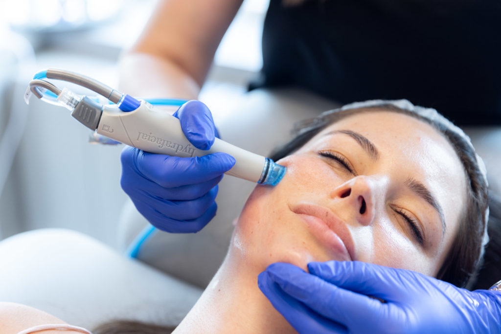 Hydrafacial close up procedure