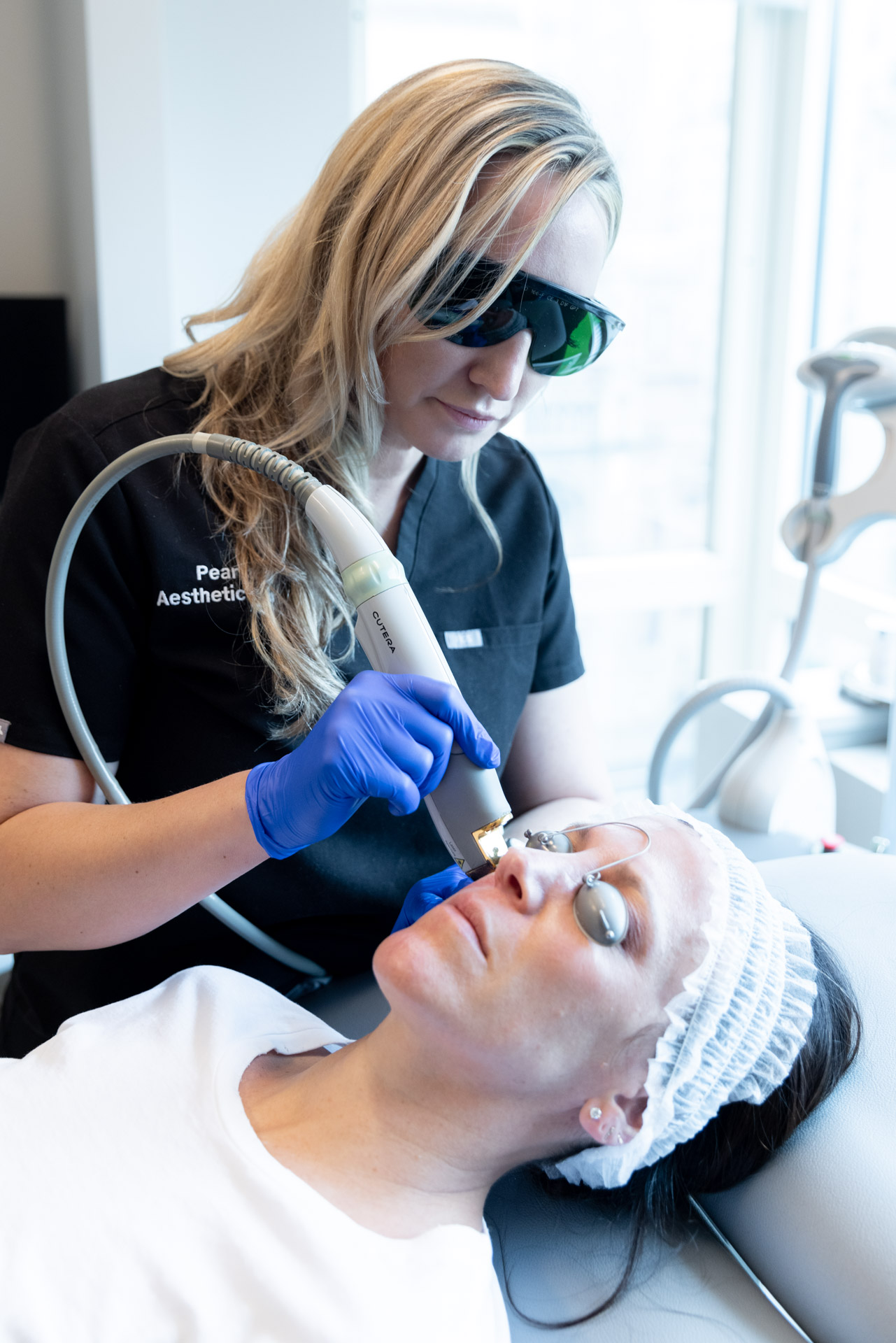 Laser Vein Treatment on the patient